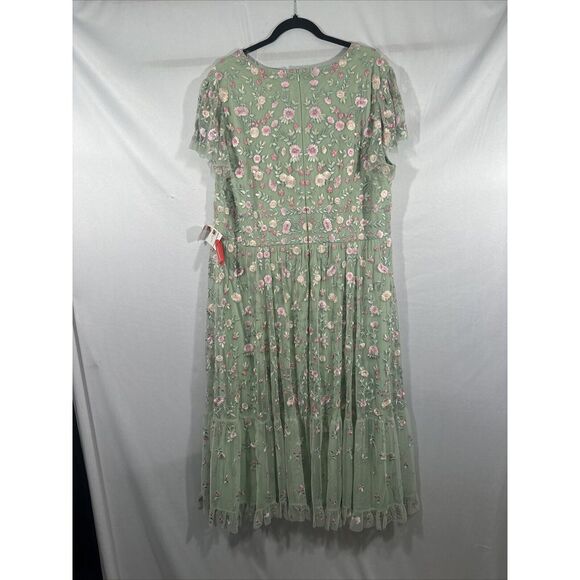 NWT MAC DUGGAL [ 20 ] 35104 Embroidered V Neck Cap Sleeve Midi Dress Sage  Green - mordernwear.com